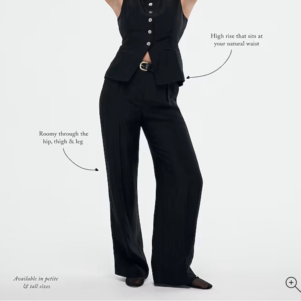 J. Crew Petite Essential wide-leg pant in textured satin - Picture 3 of 5